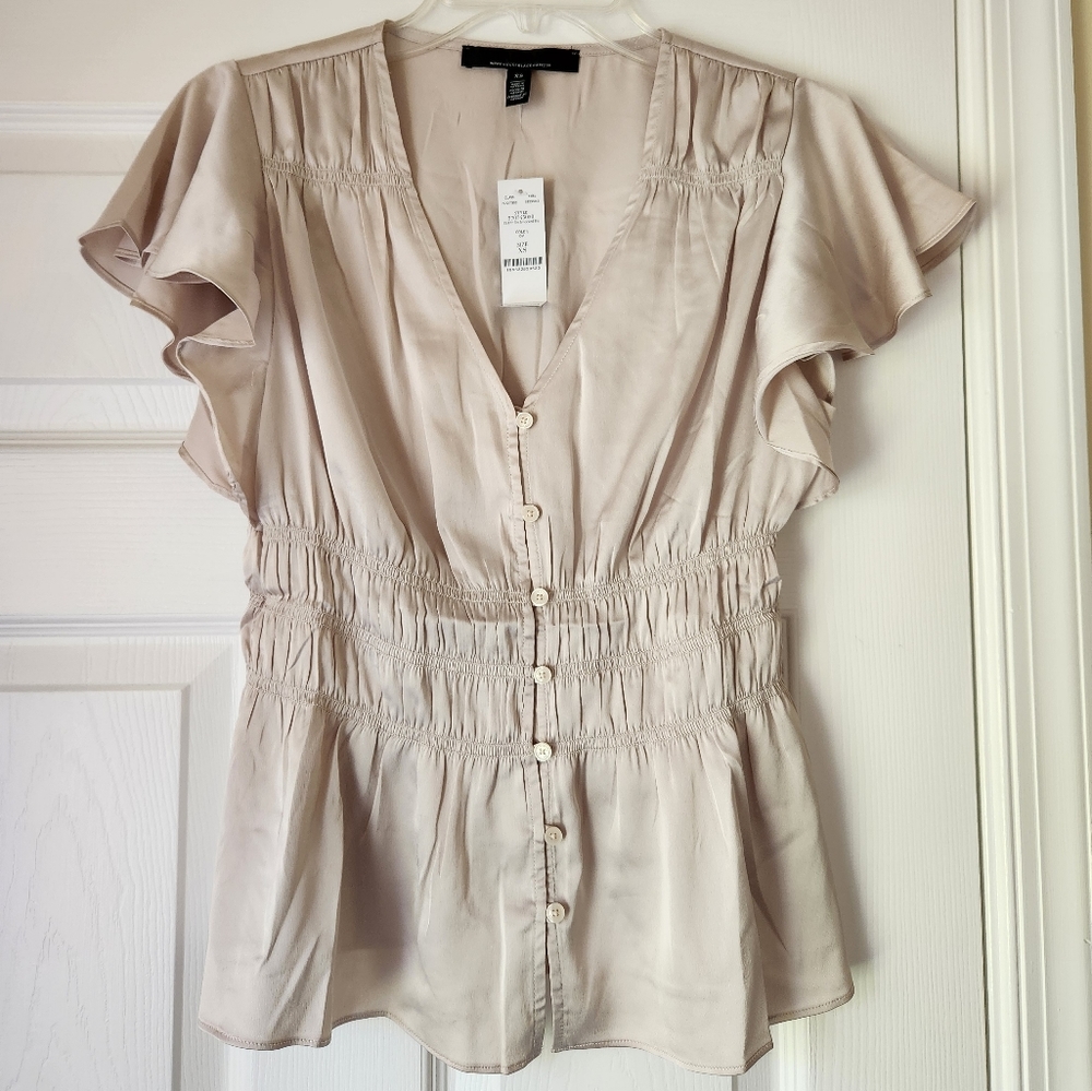 NWT White House Black Market Blouse, ivory, XS